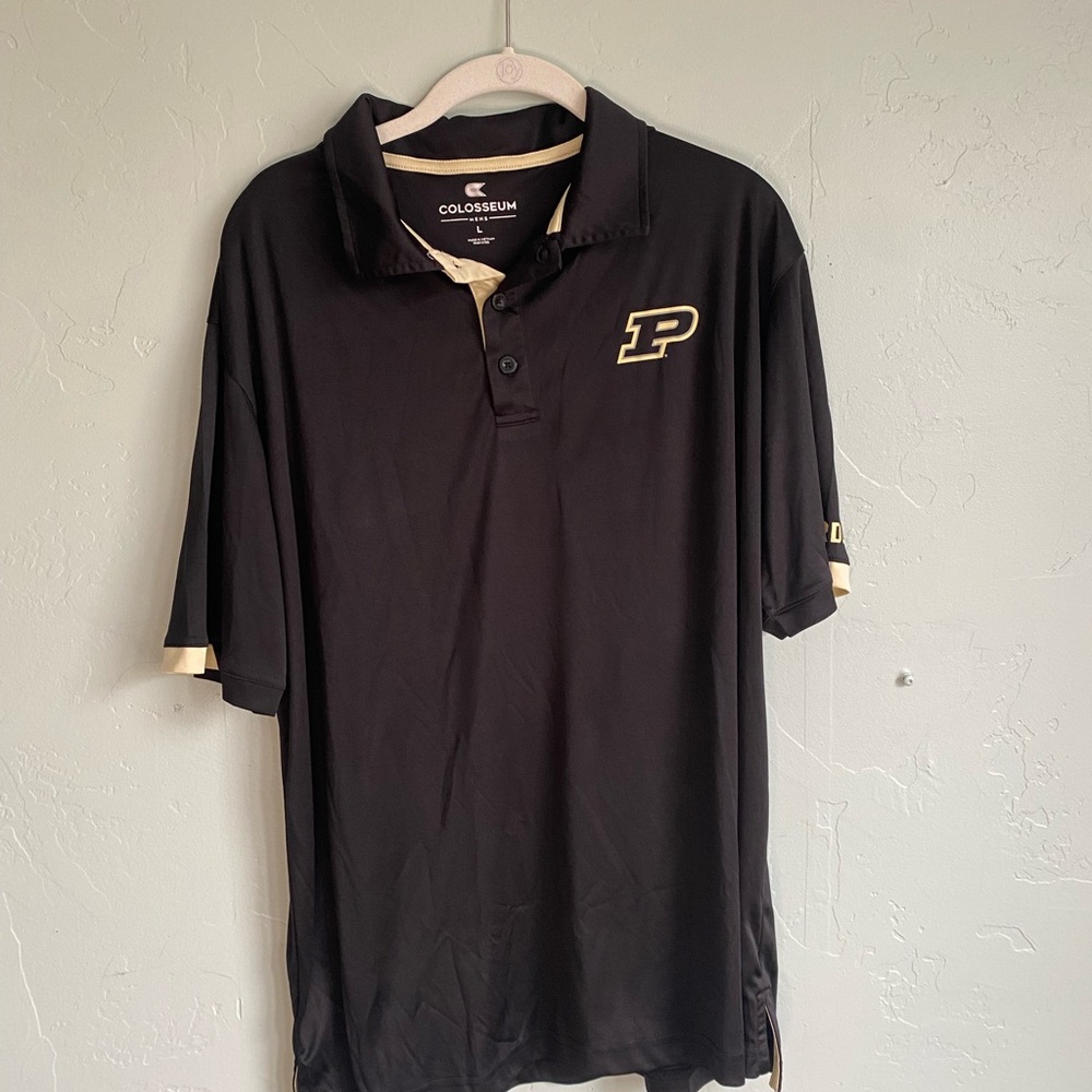 Purdue Boilermakers Colosseum Men's Black Polo Shirt large NEW